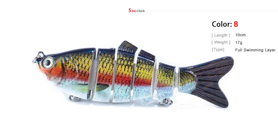 6 Сегмента Прикормы Crankbait Жесткий Swimbait 17 г 10 см Медленный Bait 5 шт./лот Рыболовные
