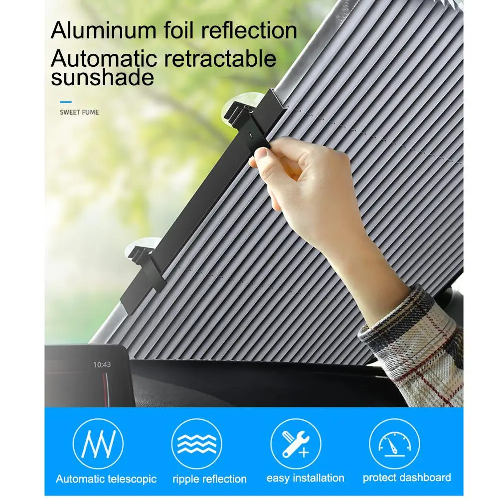

Car Sunshade Automatic Telescopic Folding Sunscreen Insulation Sun Block Windshield Sun Shade Car Accessories