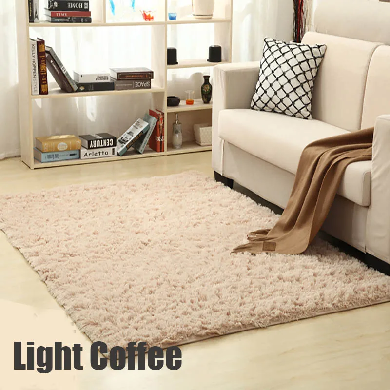 light coffee Мохнатый ковер для гостиной, домашние теплые плюшевые напольные коврики, пушистые коврики для детской комнаты, ковер из искусственного меха, коврики для гостиной, шелковистые Rugs45 - Цвет: light coffee