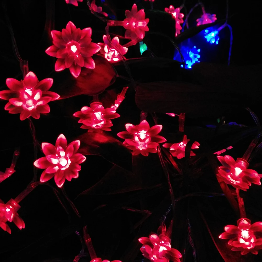 2018 Battery 2M 20LED Holiday Lotus Flower LED String Lights For Wedding Parties Decoration Lightings lumieres de lotus | Освещение
