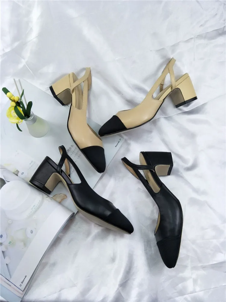 Кожаные подходящие по цвету туфли 2018 повседневные босоножки на толстом каблуке