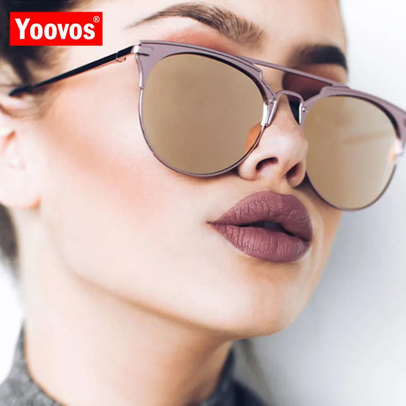 Yoovos 2021 Круглые Солнцезащитные очки кошачий глаз женские роскошные брендовые