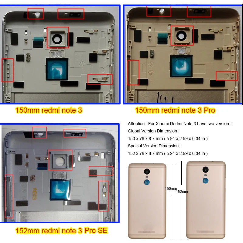 SZHAIYU крышка батареи для xiaomi Redmi Note 3 корпус Замена Высокое качество с