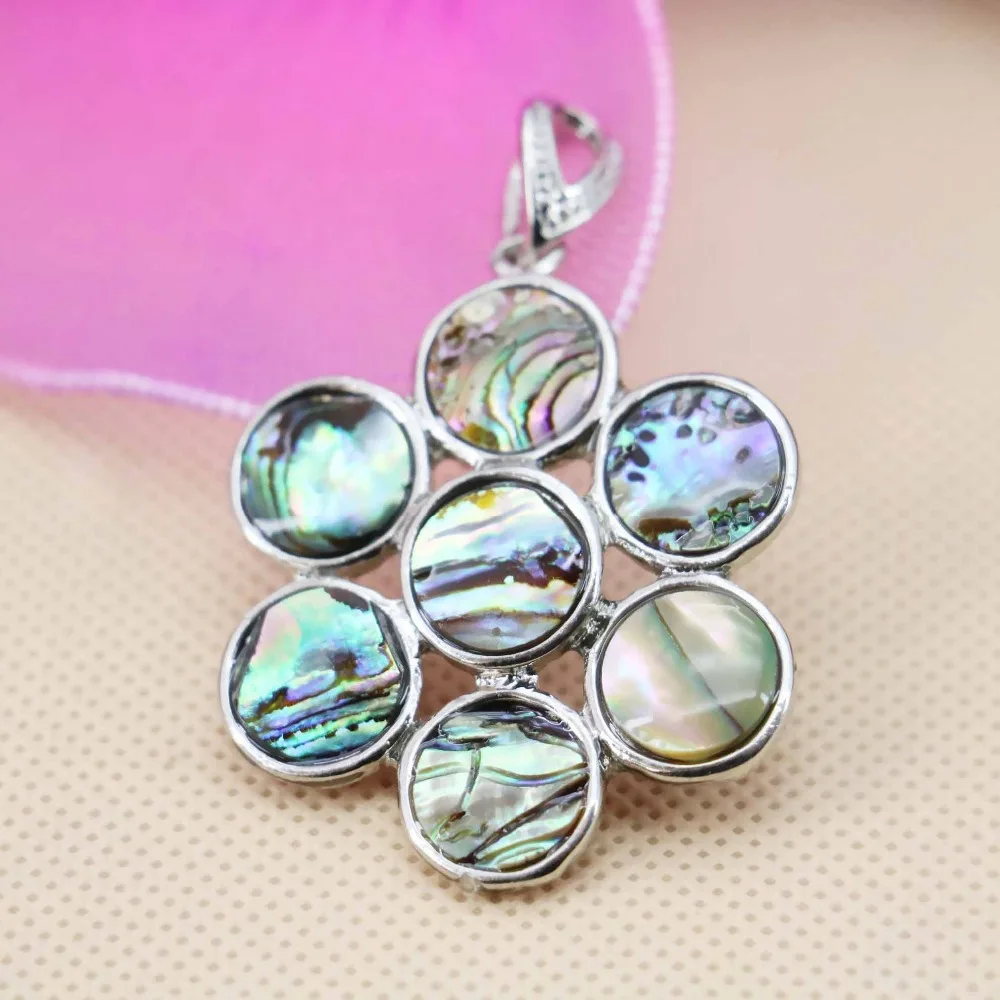 35 мм Модный цветочный дизайн в полоску материал абалона Морская ракушка кулон