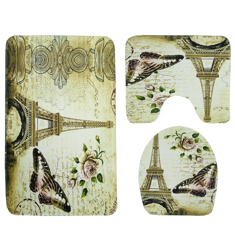 

3Pcs/set Bathroom Rug Set Microfiber Bath Mats Toilet Lid Cover Bath Rugs Anti-slip Floor Mats Absorbent Bathroom Carpets Set