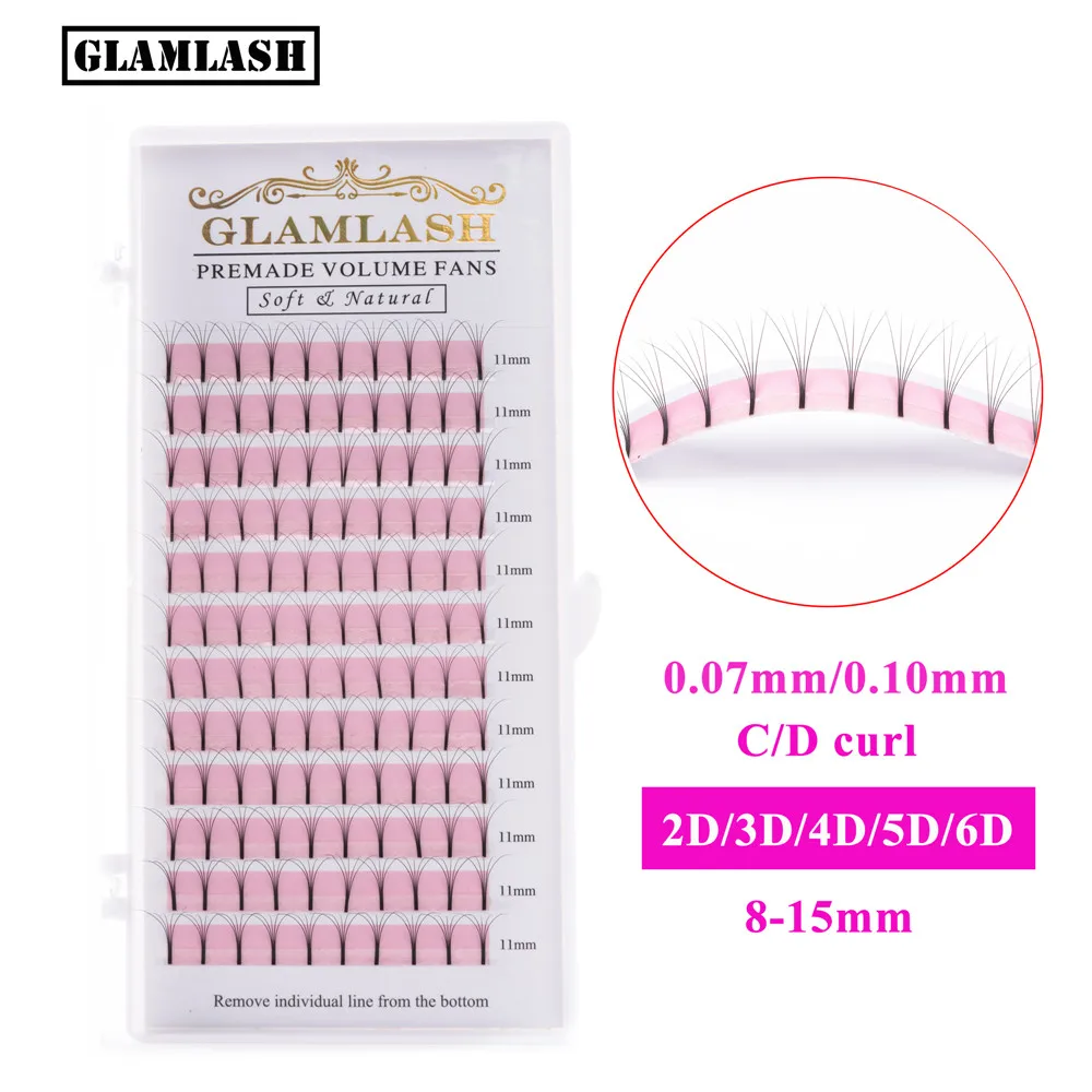 GLAMLASH 12 линий готовые длинные ресницы для объема ресниц русский объем наращивания