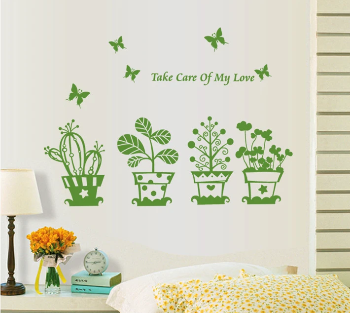 1 X Butterflies Cactus Wall Stickers Mural art Decal Self Adhesive Wallpaper Decorate Photo | Дом и сад