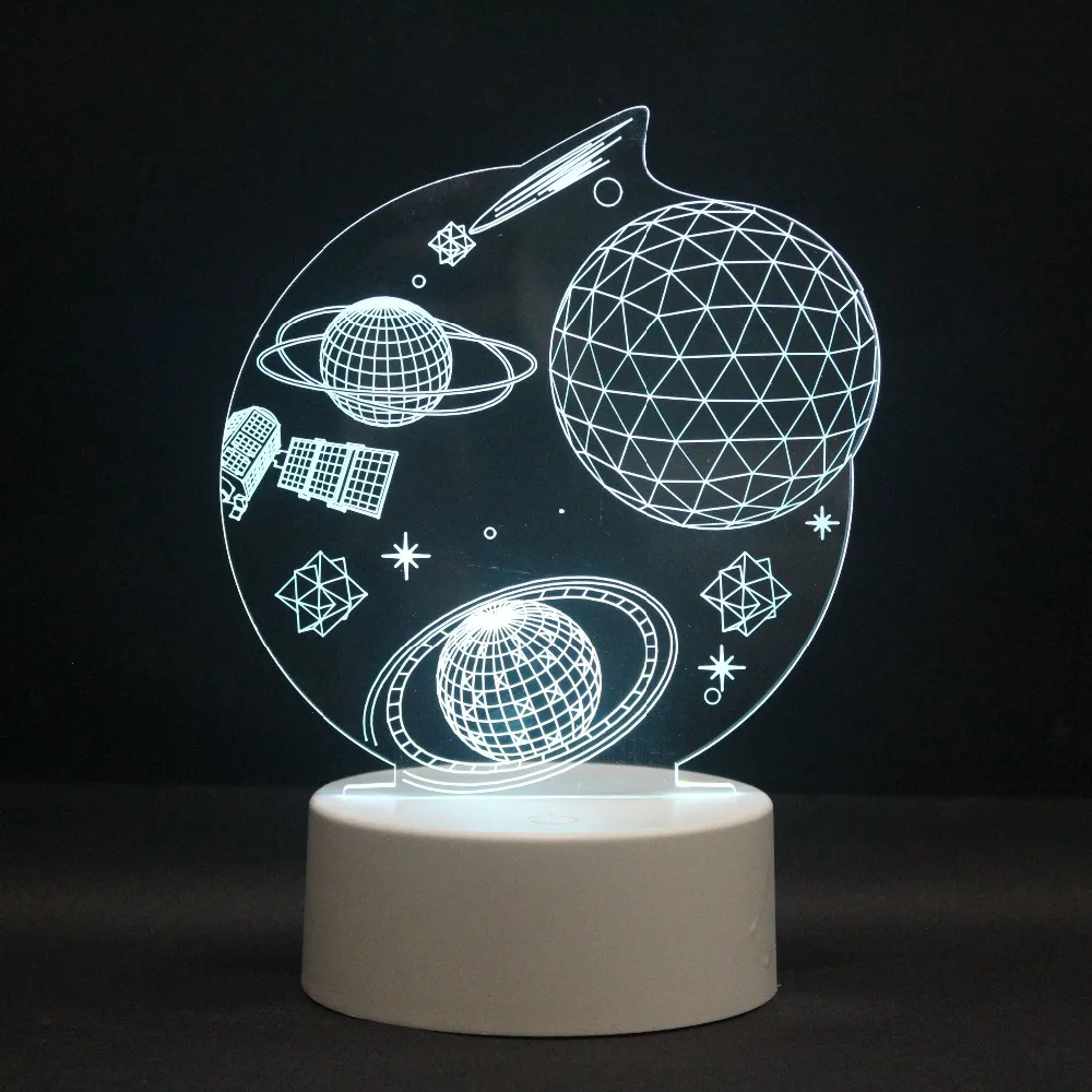 3D светодиодный ночник, Космическая Звезда, 7 цветов, сменный USB Сенсорный переключатель, голограмма, новинка, лампа для украшения дома, визуальный подарок