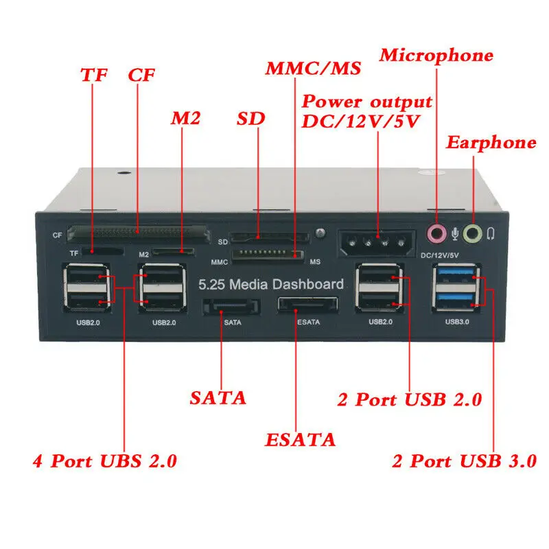 Устройство для чтения внутренних карт USB 3 0 e-SATA порт 5 25 дюйма медиа-панель