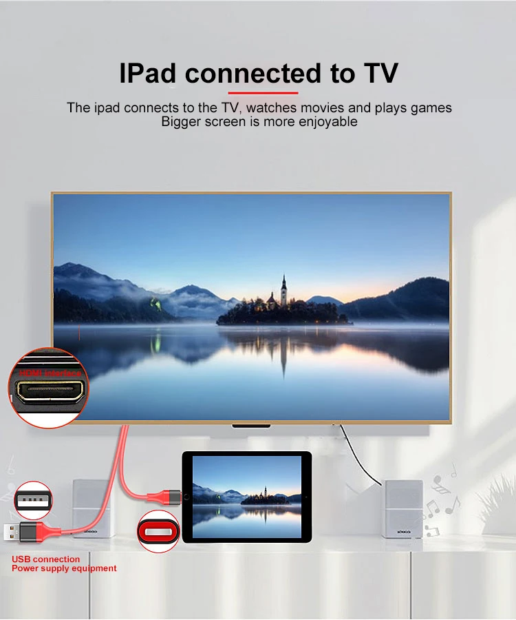 Hdmi Ios для lightning hdmi-кабель HD 1080P hdmi конвертер Кабель-адаптер USB кабель для HDTV цифровой AV для iphone HDMI