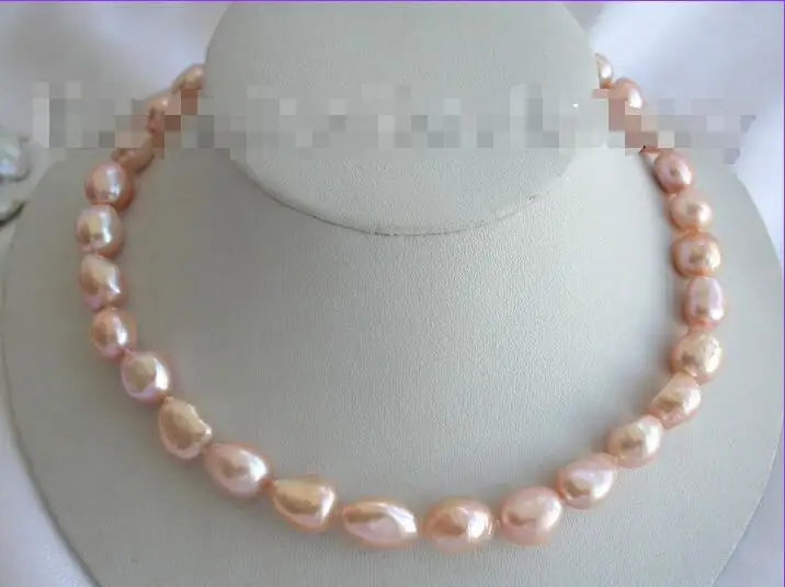 

Hot selling big 10-11mm baroque pink freshwater cultured pearl necklace