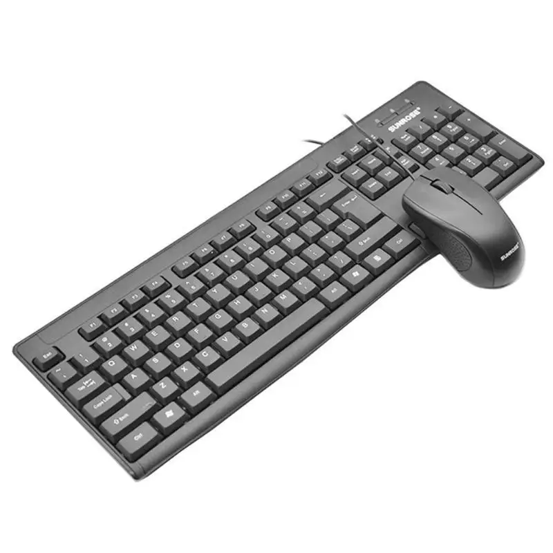 Black Лидер продаж Sunrose Mk10 брызг Проводной Usb 104 ключей клавиатура+ Мышь Набор для Офис компьютерная игра клавиатуры и Мышь комбинации Fo - Цвет: Black
