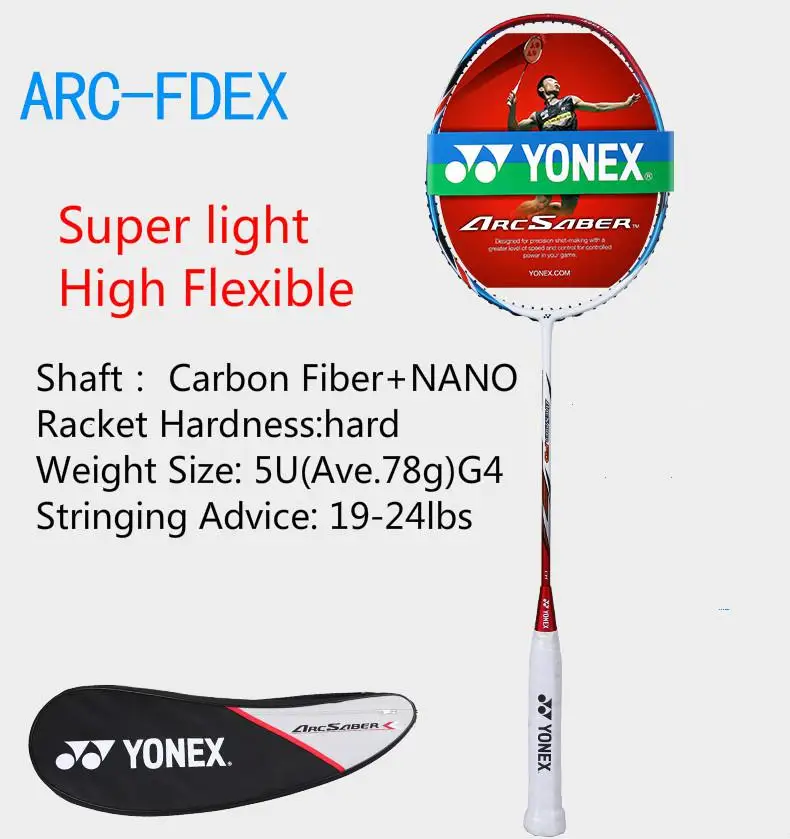 Только 78 г! Подлинная Yonex Arc FD ракетка для бадминтона YY супер легкий карбоновый Raquete 5U Raquette De Badminton - Цвет: ARC FD
