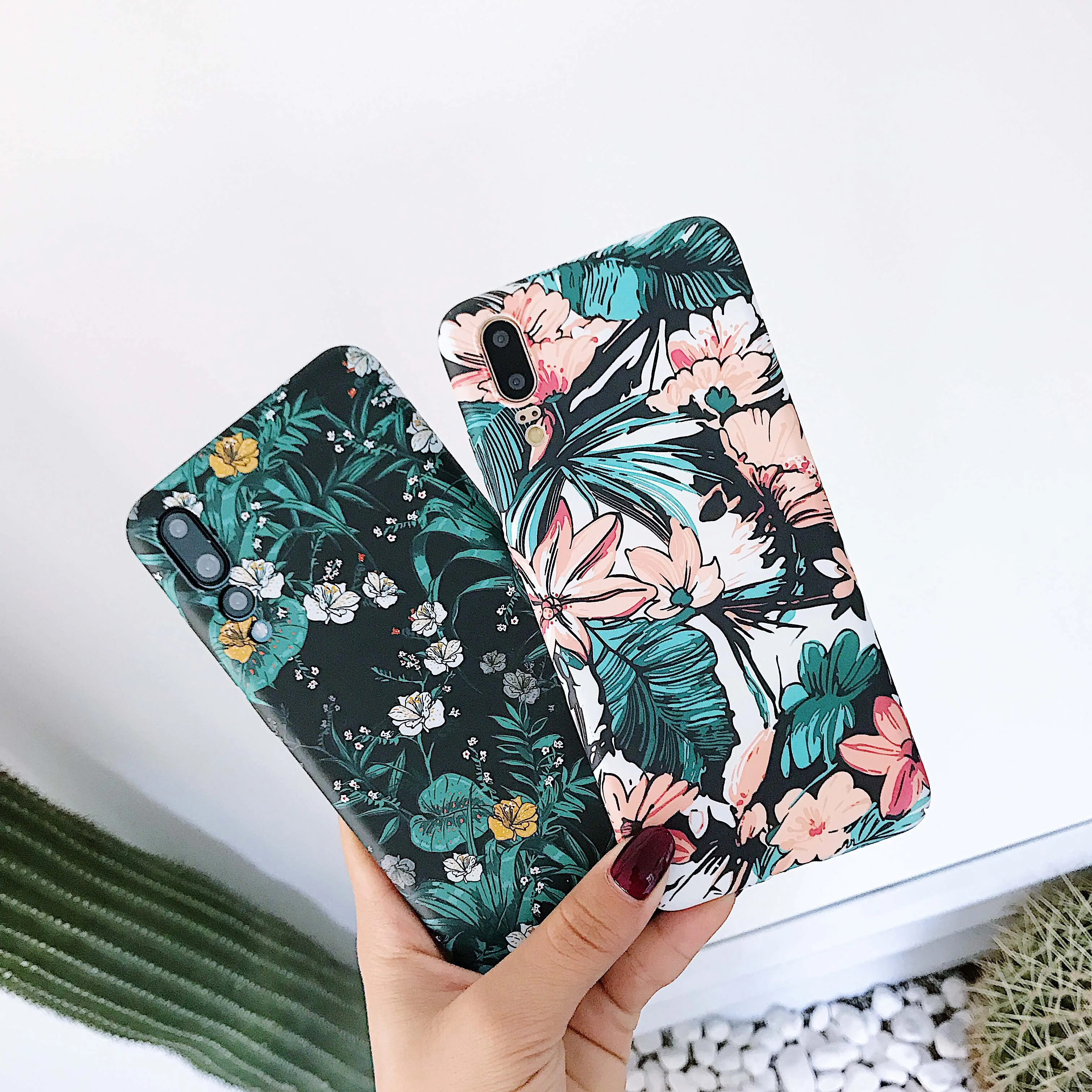Для huawei P20 P20Pro чехол жесткий модный Рельефный цветочный узор матовый защитный для