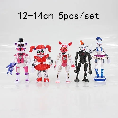 12-14cm 5pcs OPP BAG 5 шт. 12 шт. Five Nights At Freddy's Набор фигурок Бонни Фокси Фредди Fazbear фигурка медведя игрушки и черный мешок - Цвет: 12-14cm 5pcs OPP BAG