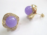 free shipping genuine natural stone purple stone earring aaa