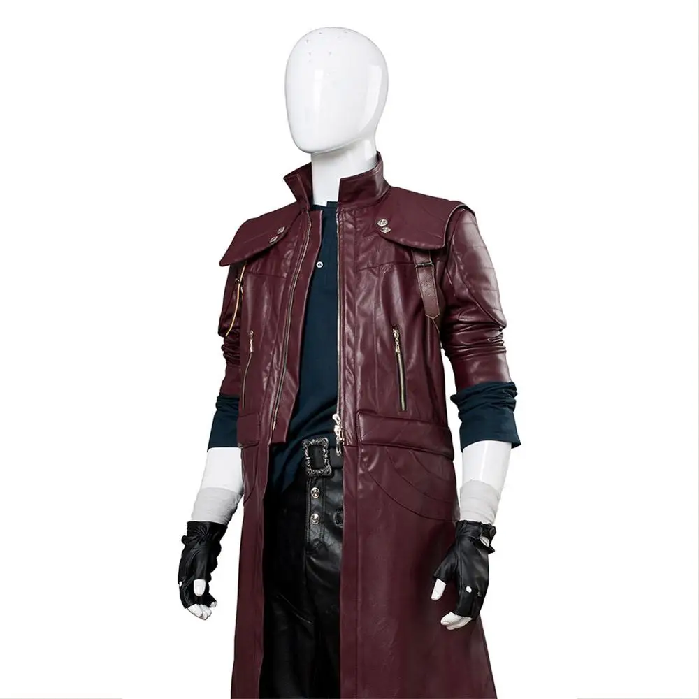 

DMC 5 Dante Cosplay Costume Aged Full Set DMC Jacket Coat Pants Gloves Outfit for Adult Halloween Costume Custom Men Women