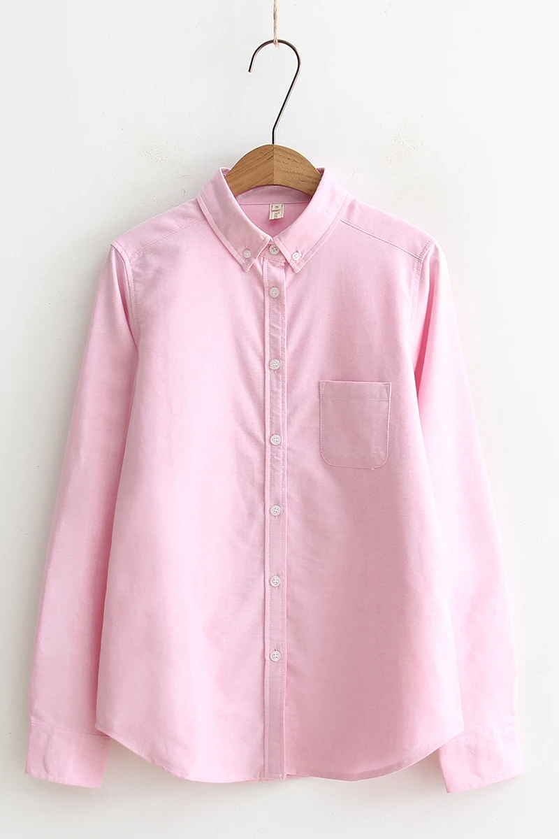 Женская Офисная рубашка с длинным рукавом хлопковая блузка Оксфорд высокого