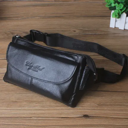 Style 2 Black Поясные Сумки из натуральной кожи для мужчин, поясная сумка, кошелек для монет, поясная сумка, маленький чехол для телефона, кошелек, сумки, мужские дорожные повседневные нагрудные сумки - Цвет: Style 2 Black