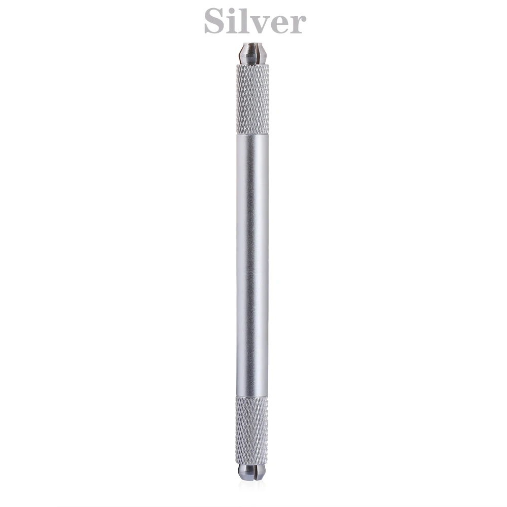silver pen no needle 1 шт., двойная головка, микроблейдинг, ручка для татуировки, Перманентный макияж, тату для бровей, вышитая ручка, инструмент для микроблейдинга - Цвет: silver pen no needle