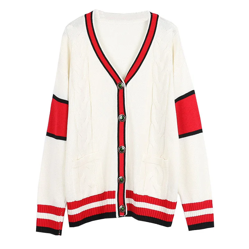 GRUIICEEN V-neck women knitting cardigans 2018 spring single breasted brand new high end loose cardigan jacket coat |