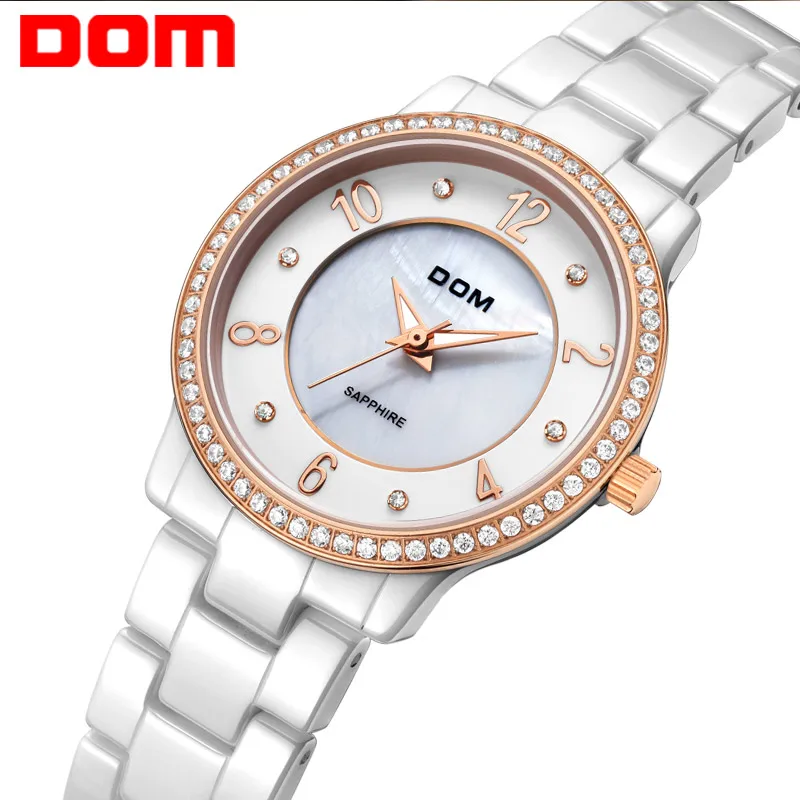 ДОМ женщины люксовый бренд часы водонепроницаемые стиль кварцевые керамические