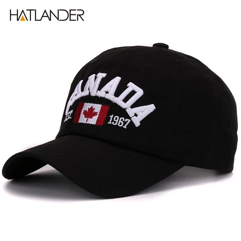 Black as picture Бренд Hatlander Канада письмо вышивка бейсболки для женщин хлопок gorra snapback изогнутые папа шляпа отдыха на открытом воздухе для мужчин и - Цвет: Black as picture