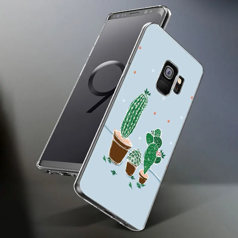 Мягкий силиконовый чехол С КАКТУСОМ и листьями растений для Samsung Galaxy S10 S9 S8 Plus S7 Edge