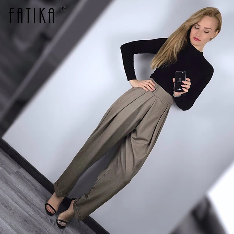 FATIKA, весна, новинка, хит, женские штаны, одноцветные, свободные, повседневные штаны, стильные, для девушек, с карманами, длинные брюки, женская одежда