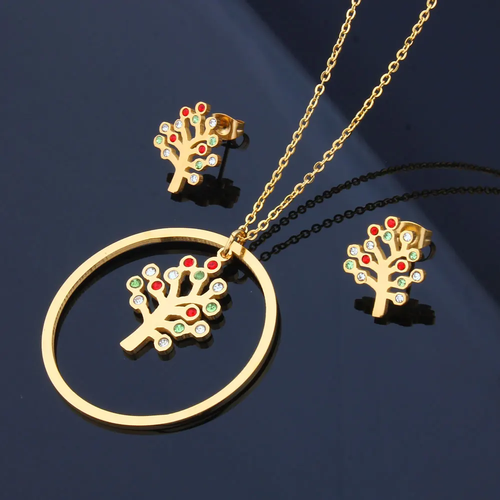 XUANHUA Tree of Life Jewelry Sets Stainless Steel Woman Indian Set Wedding Gifts For Women Fashion Jewellery | Украшения и