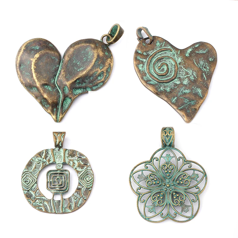2 шт. ярь Медянка патина античная греческая бронза большое сердце крутящийся