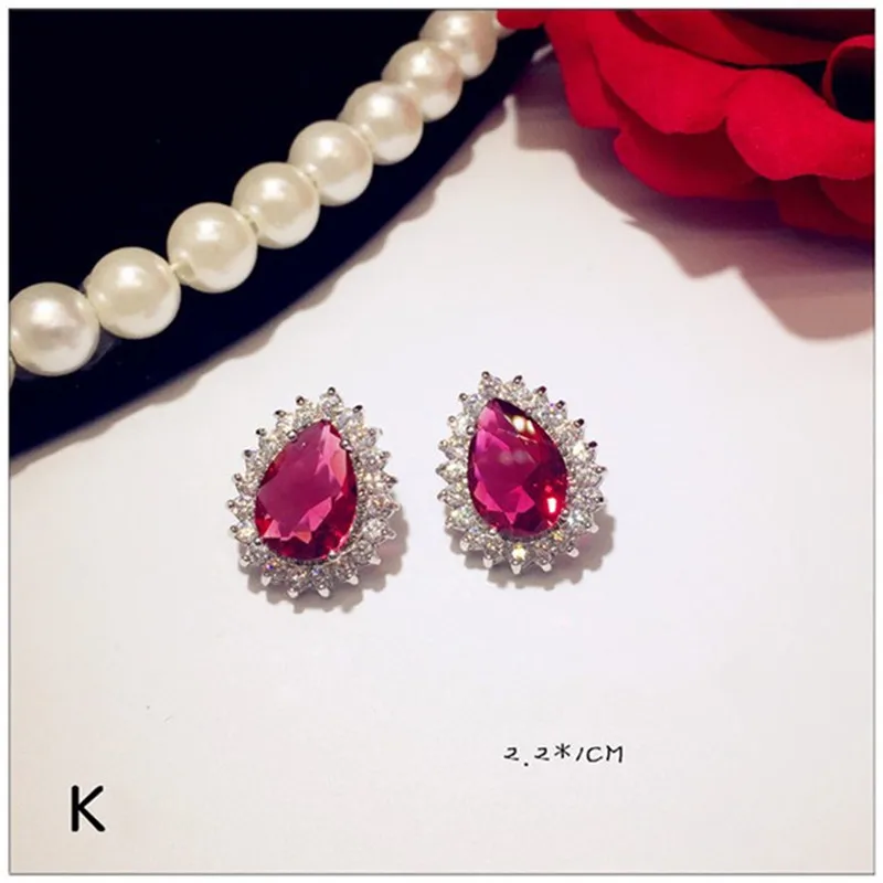 Серьги-капли для женщин, розовый красный рубин, драгоценный камень, S925 Стерлинговое Серебро, роскошная гипербола, темперамент, хорошее ювелирное изделие, свадебные серьги - Цвет камня: K