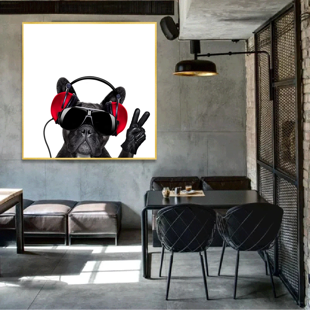 Милые собаки холст пианты на стене фотографии для гостиной прослушивания музыки