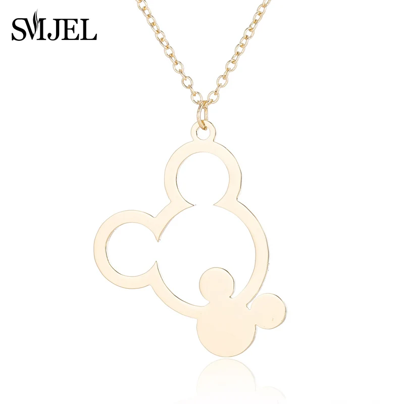 XL529 SMJEL, Минни, бижутерия с Микки, Микки, ожерелье s для женщин, девочек, нержавеющая сталь, милый кулон для животного, ожерелье, Детские аксессуары - Окраска металла: XL529