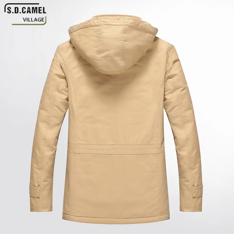 S.D.CAMEL VILLAGE 2017 new winter jacket men's coat brand clothes Thick Cotton Mens Hooded Parka Jackets Coat | Мужская одежда