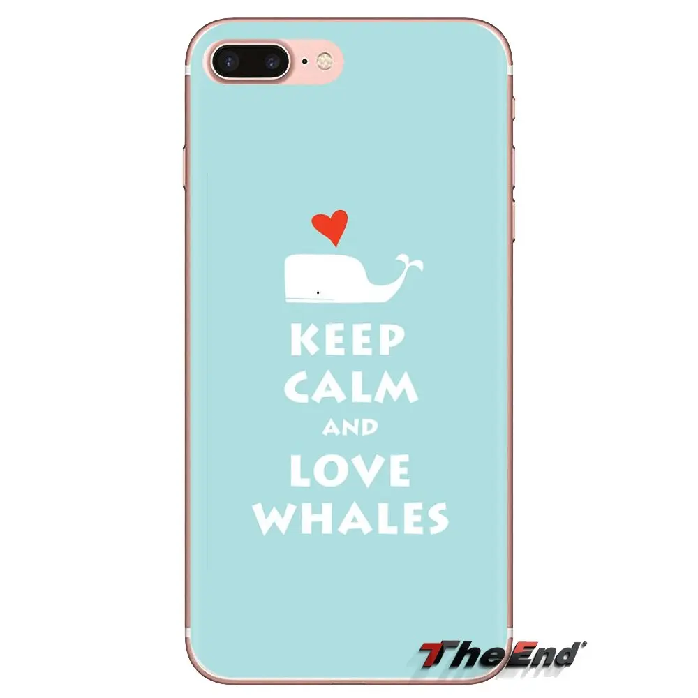 Keep Calm and Love Whales Голубое Прозрачное мягкое покрытие кожи для iPod Touch Apple iPhone 4 4S 5 5S SE 5C 6