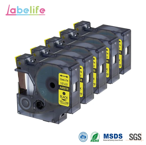 Labelife 5 упаковок 45018 стандартные D1 ленты для этикеток совместимые с DYMO LabelManager