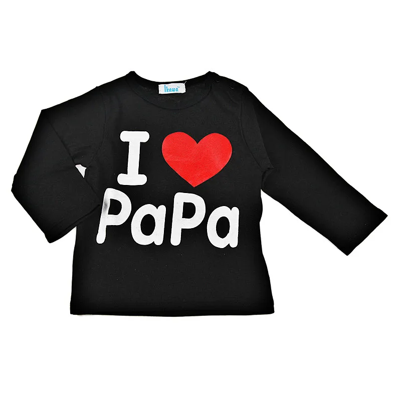 2016 Новый Я Люблю Папа и Мама весна осень Детские Дети 100% Хлопок Футболки футболка