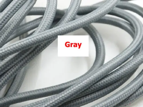 grey color 2 м, 3 м, 5 м или 10 м/лот VDE сертифицированный 2 ядра круглый текстильный Электрический провод цветной плетеный провод тканевый кабель винтажная лампа шнур питания - Цвет: grey color