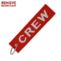 new crew car keychain oem motorcycle fabric keyring llaveros moto luggage tag red embroidery key ring chain for aviation gifts
