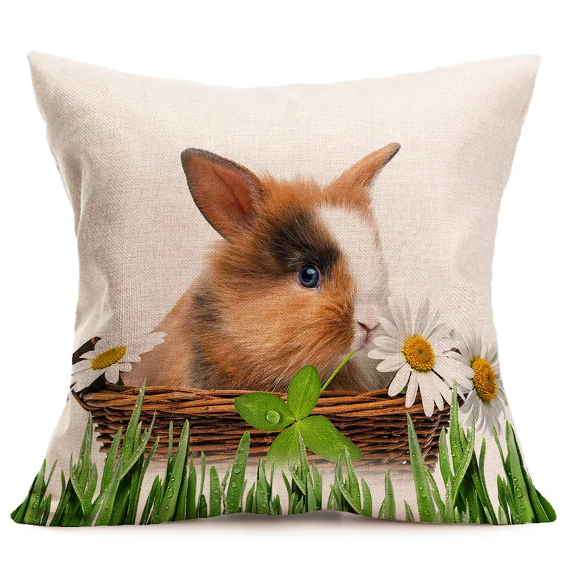 Nordic Cute Easter Bunny eat green grass wholesale wedding gift cushion cover home car office sofa decorative party pillow case | Дом и сад