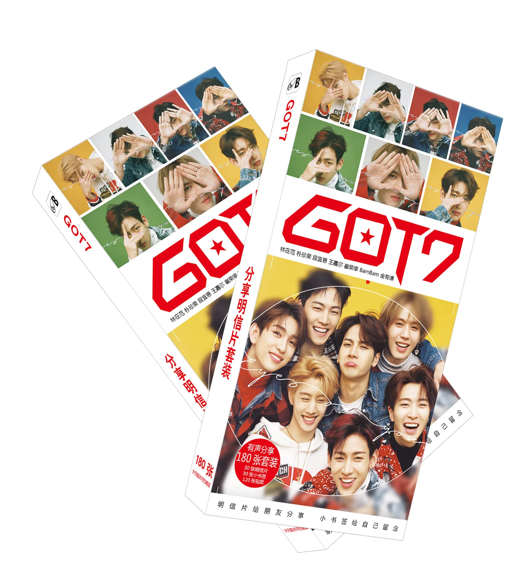 [MYKPOP]GOT7 почтовые карты 180 шт./компл. 30 + небольших карт 120 наклеек KPOP Fans коллекция