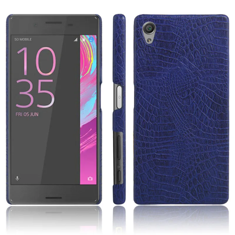 Per Sony X F5121 F5122 Caso Del Grano Del Coccodrillo Dellunità di Elaborazione + Del Pc Della Pelle Della Copertura Posteriore Dura Della Cassa Del Telefono per Sony Xperia X Dual F5122 Duro Della Copertura
