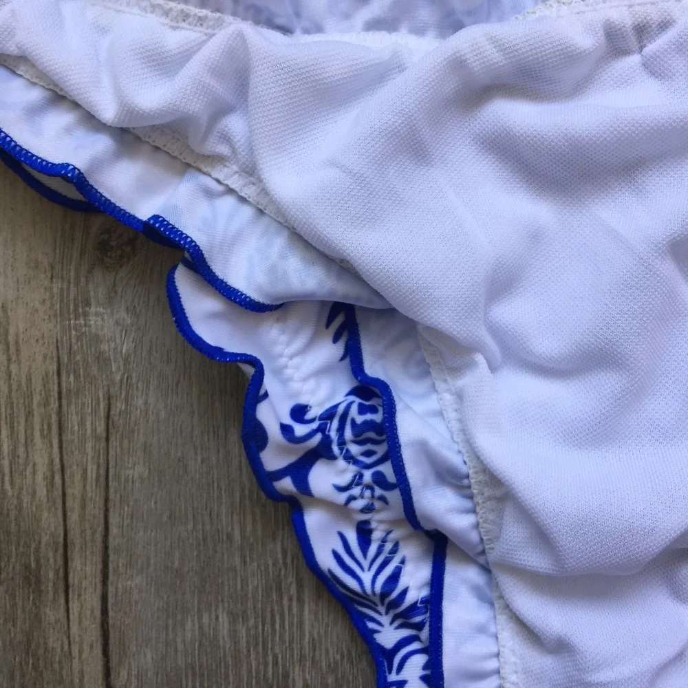 Blue and White Porcelain Bathing Suit Bikinis Swimwear Women Retro Vintage Bikini Set Low Waist Swimsuit Brazilian Biquinis