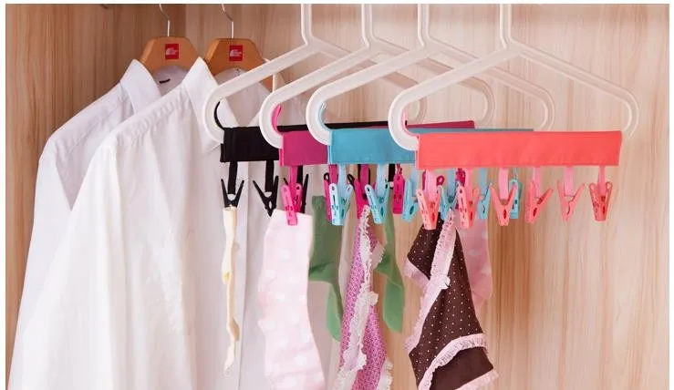 Складная вешалка для одежды портативная складная на зажим ванной путешествий