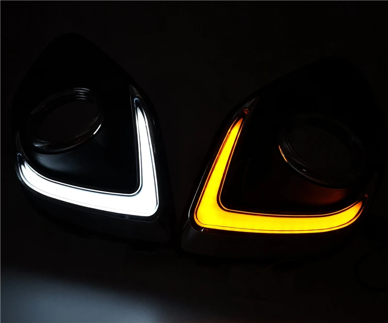 Автомобильный мигающий 1 комплект светодиодный DRL COB дневные ходовые огни Дневные водонепроницаемые противотуманные фары с сигналом для Mitsubishi ASX 2013