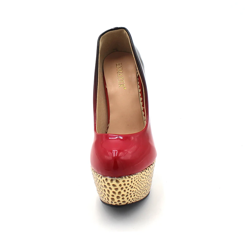 

ENMAYER Sexy Red Shoes Woman Super High Heels Platform Shoes Slip-on Gladiator Women's Shoes Round Toe Pumps Big size34-44 CR378