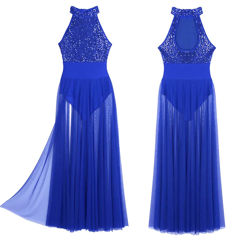 Женское блестящее балетное платье пачка с блестками TiaoBug Сетчатое длинное для