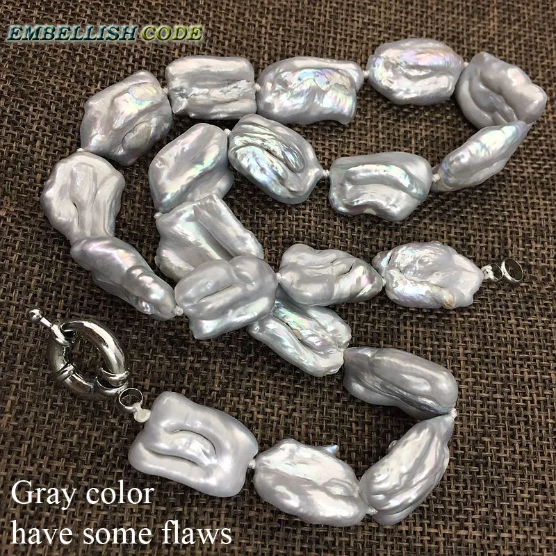 Ожерелье и браслет с жемчугом барокко серого цвета|necklace bracelet set|fine jewelrynecklace |
