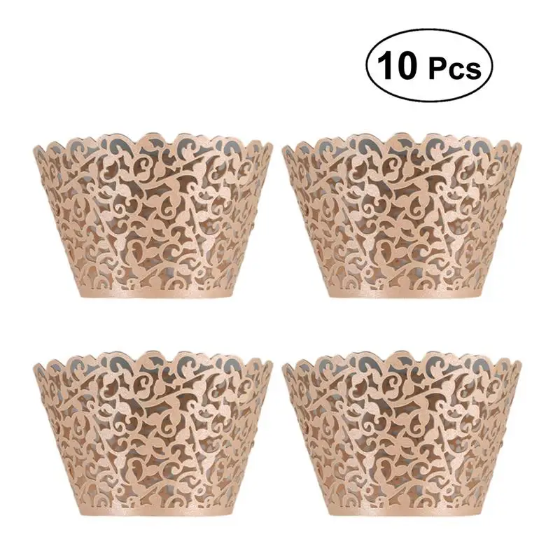 10pcs as pic 50 шт., маленькая лоза, кружевная лазерная резка, обертка для кексов, подкладка для свадьбы, дня рождения, вечеринки, украшения торта ручной работы A3 - Цвет: 10pcs as pic